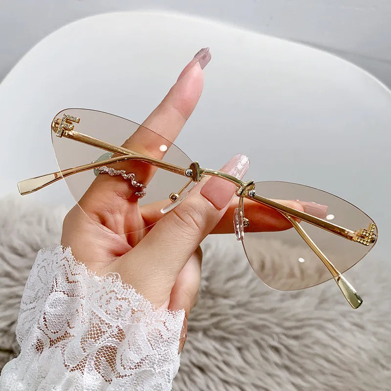 Basic Simple Style Solid Color Ac Cat Eye Frameless Women's Sunglasses