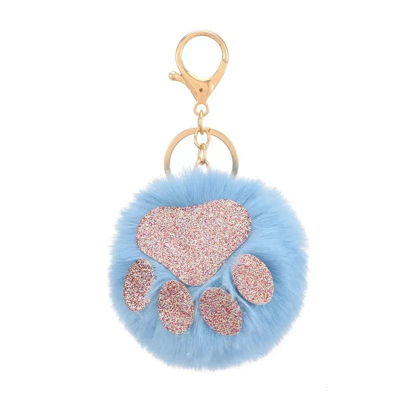 simple style color block alloy plush women's keychain