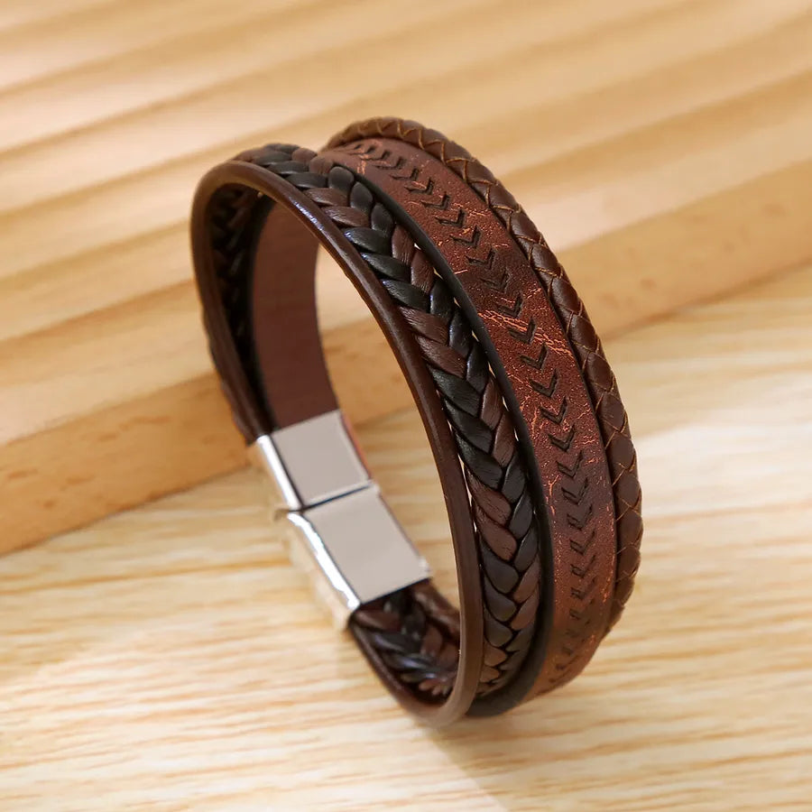 Retro Classic Style British Style Arrow Pu Leather Alloy Men's Bracelets