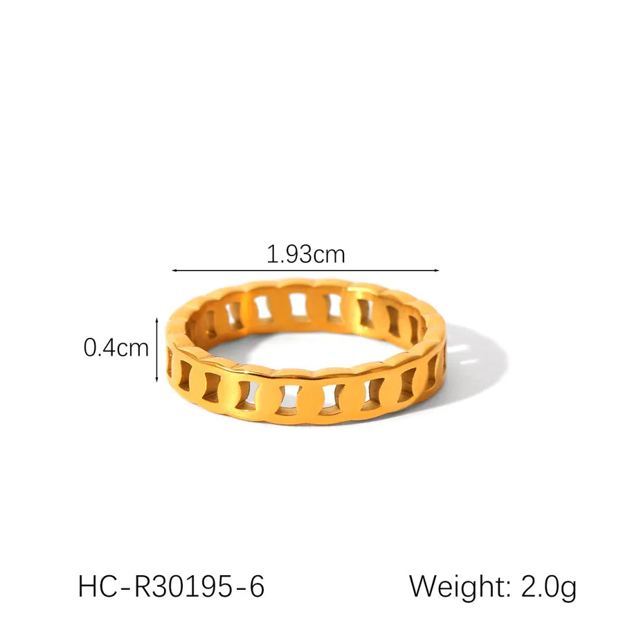 Wholesale Jewelry Modern Style Solid Color 304 Stainless Steel Titanium Steel Zircon 18K Gold Plated Rings
