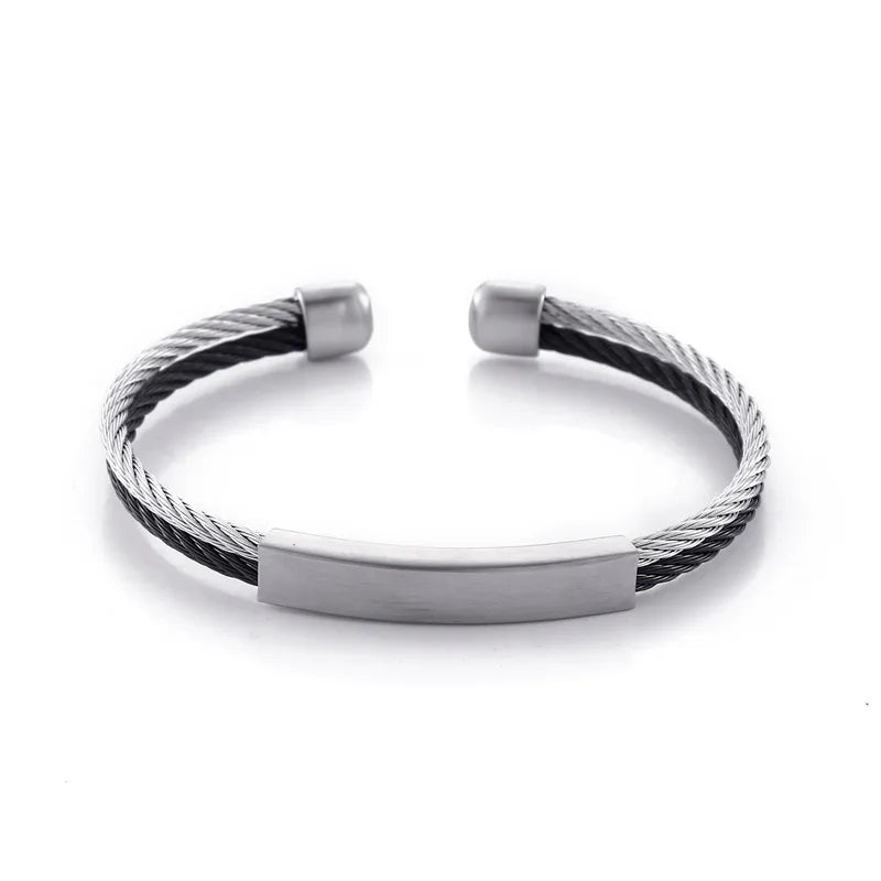 Streetwear Geometric Titanium Steel Plating 18K Gold Plated Men'S Cuff Bracelets