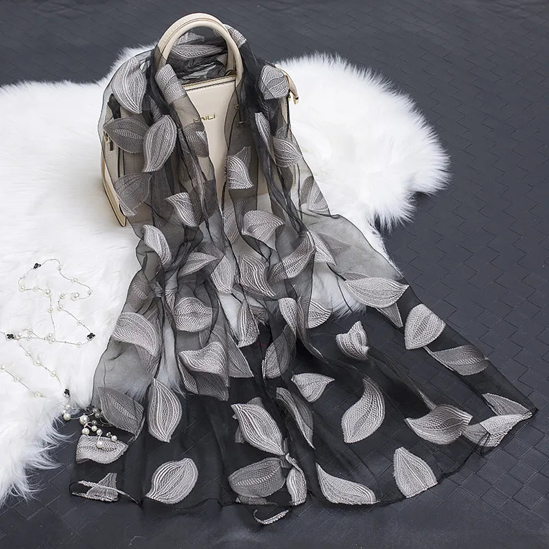 women's simple style color block organza scarf