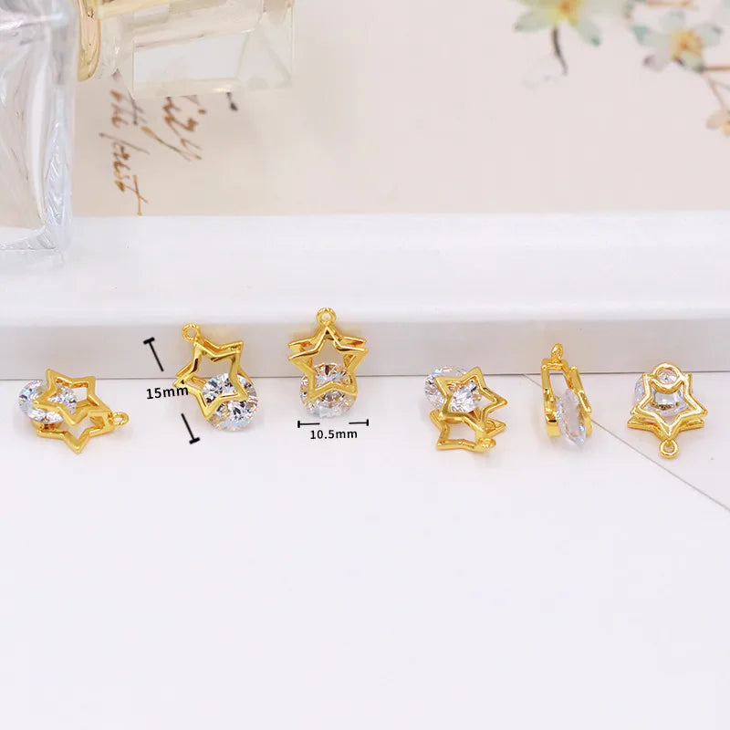 1 Piece Copper Zircon Flower Bow Knot Pendant