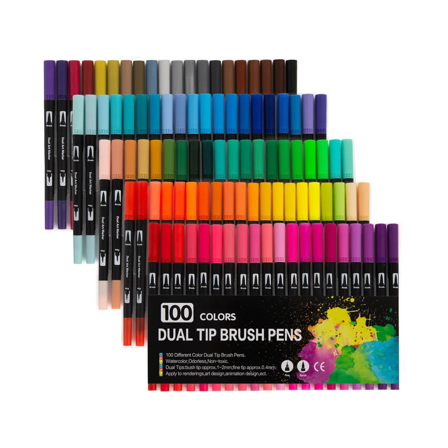 new arrival black rod double-headed marker watercolor pen set art supplies