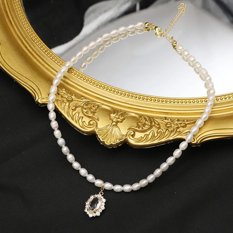 original design heart shape flower freshwater pearl plating 18k gold plated necklace