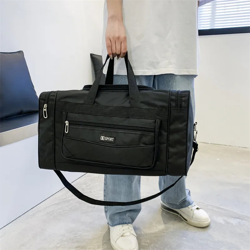 unisex basic solid color nylon travel bags