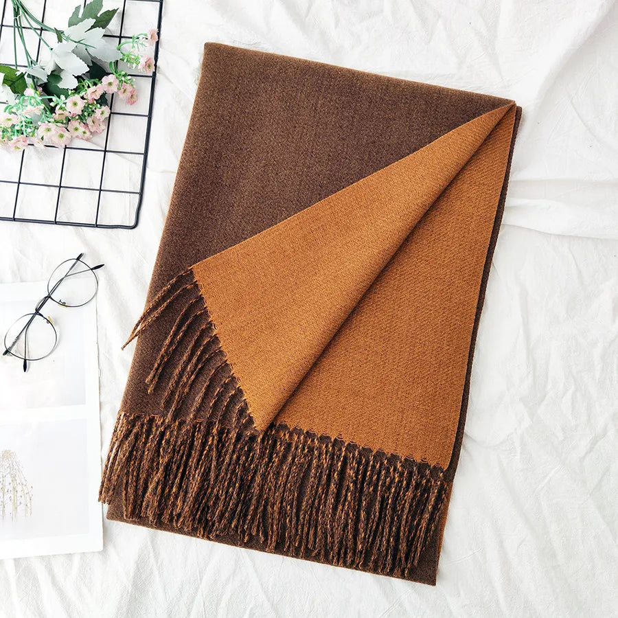 Unisex Sweet Simple Style Solid Color Imitation cashmere Polyester Scarf