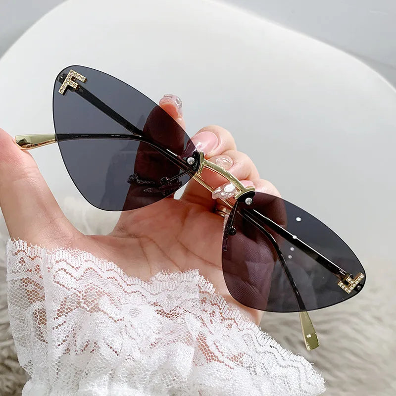 Basic Simple Style Solid Color Ac Cat Eye Frameless Women's Sunglasses