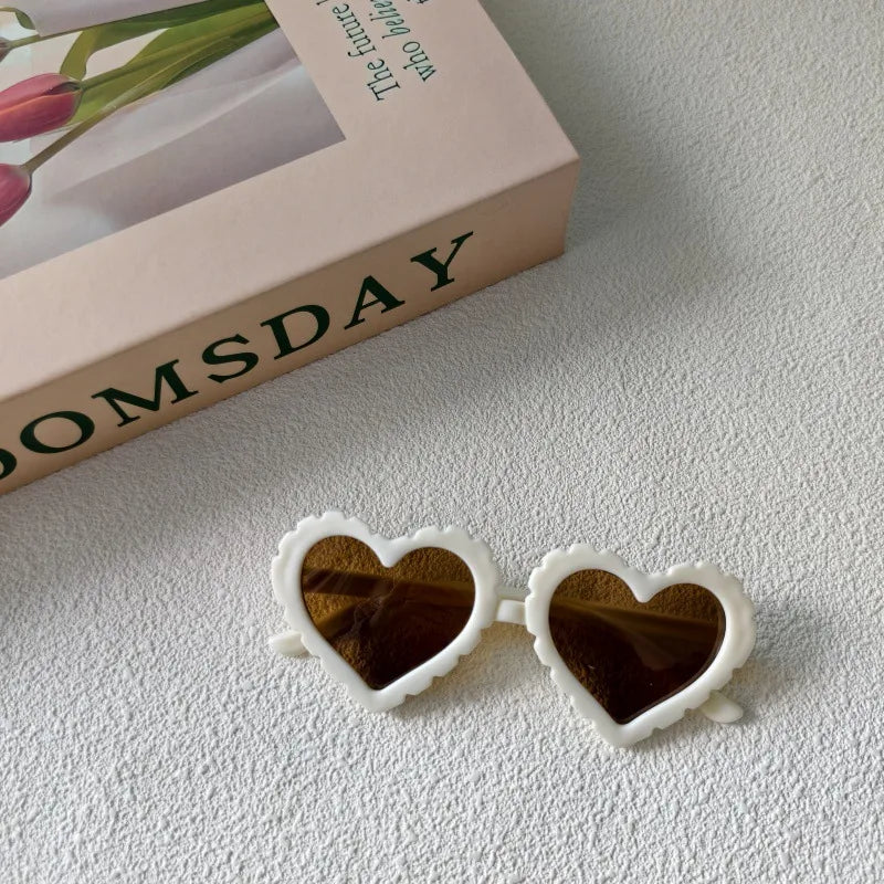 Sweet Simple Style Heart Shape UV400 Protection Resin Special-Shaped Mirror Full Frame Kids Sunglasses