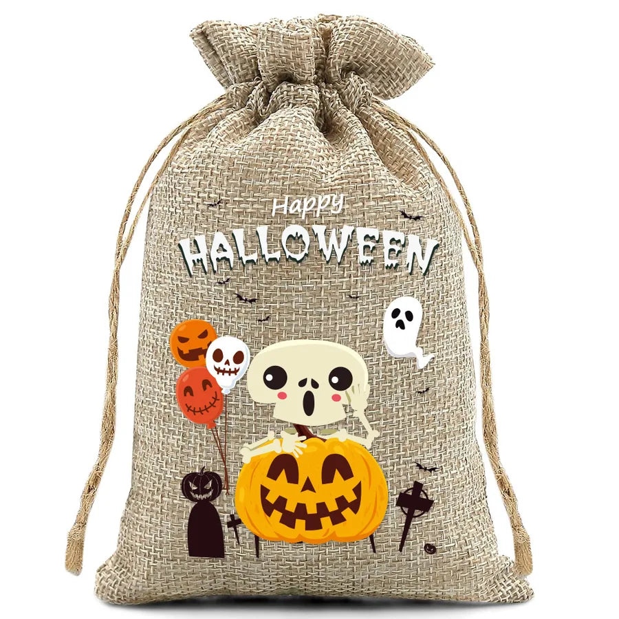 Halloween Linen Bag Easter Linen Bag Children Party Candy Storage Bag Festival Celebration Supplies Party Printing Material