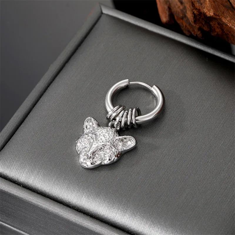 punk triangle cross feather stainless steel plating dangling earrings 1 piece