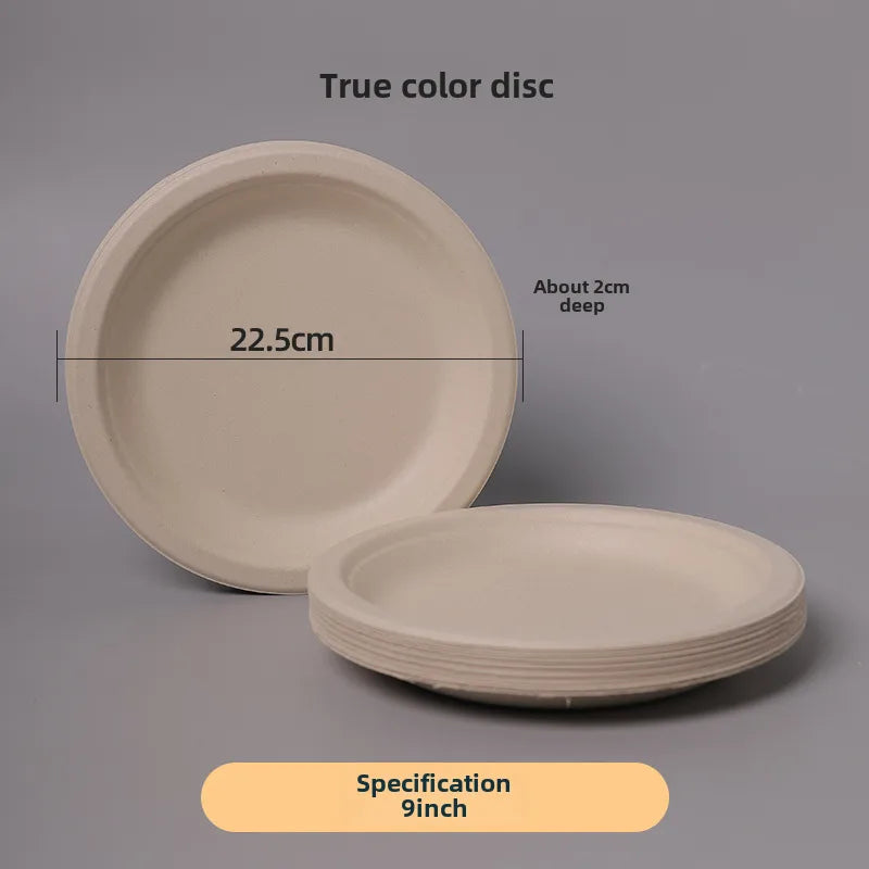Disposable Sugarcane Pulp Paper Plate Dinner Plate Barbecue Cake Kindergarten Drawing DIY Paper Plate Thickened Pulp Plate
