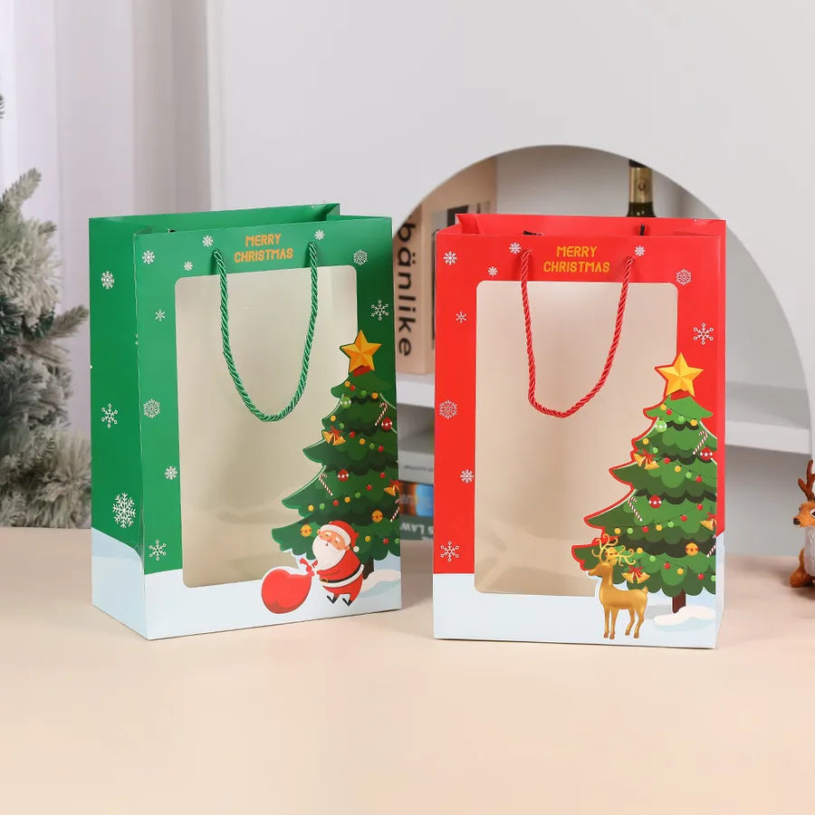 Christmas Handbag Floral Shop Baking Souvenir Gift Packaging Bag Window Display Bouquet Fresh Flower Open Window Handbag Gift