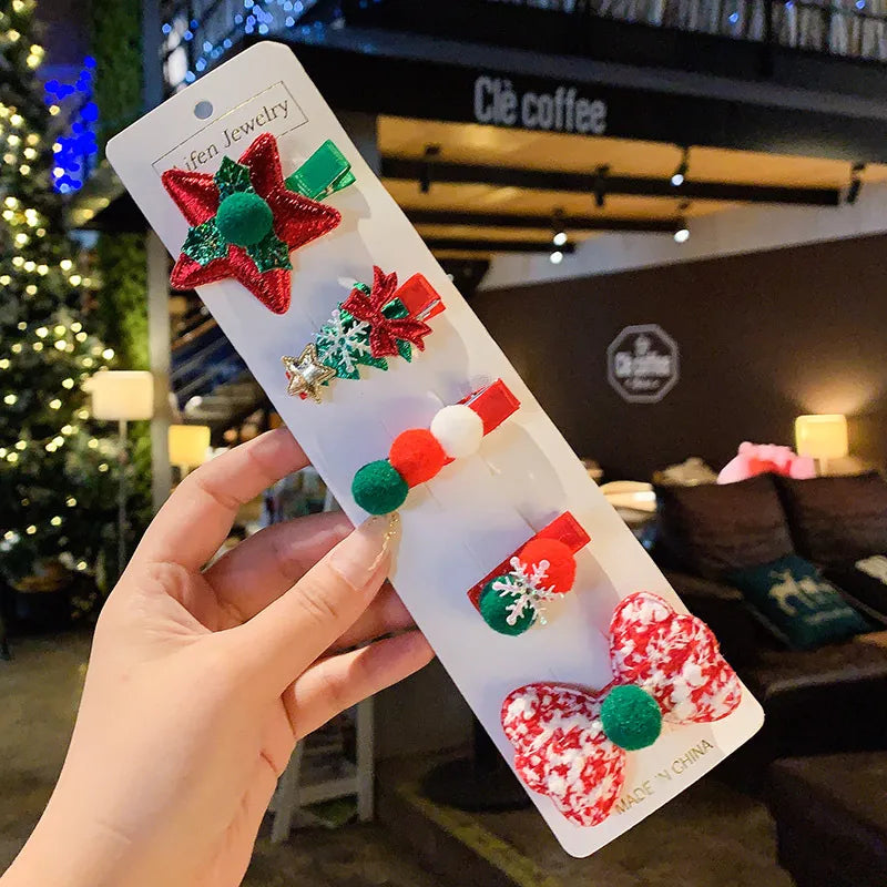 simple style christmas tree snowman cloth hair clip 1 set