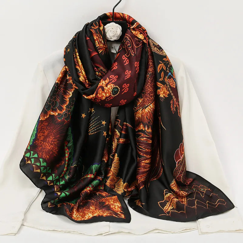 women's lady flower cloud brocade printing scarf