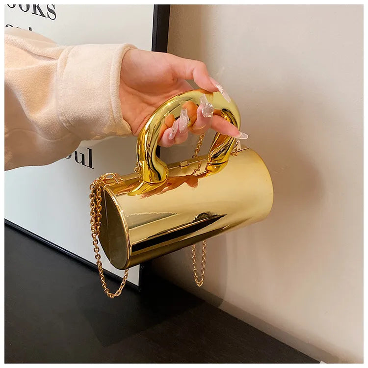 women's arylic solid color streetwear cylindrical lock clasp handbag