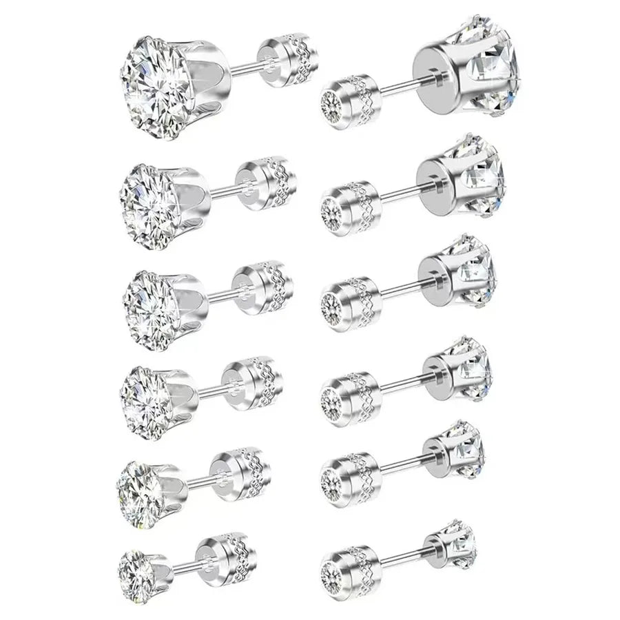 6 Pairs Simple Style Triangle Pentagram Round 304 Stainless Steel 18K Gold Plated Ear Studs