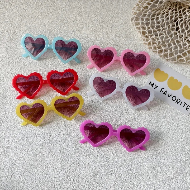 Sweet Simple Style Heart Shape UV400 Protection Resin Special-Shaped Mirror Full Frame Kids Sunglasses