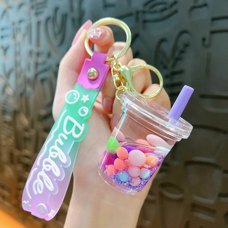 Acrylic Keychain Cute Sandflow Bottle Bag Pendant Toy Christmas Valentine Wedding Graduation Birthday Gift Keyring Decoration
