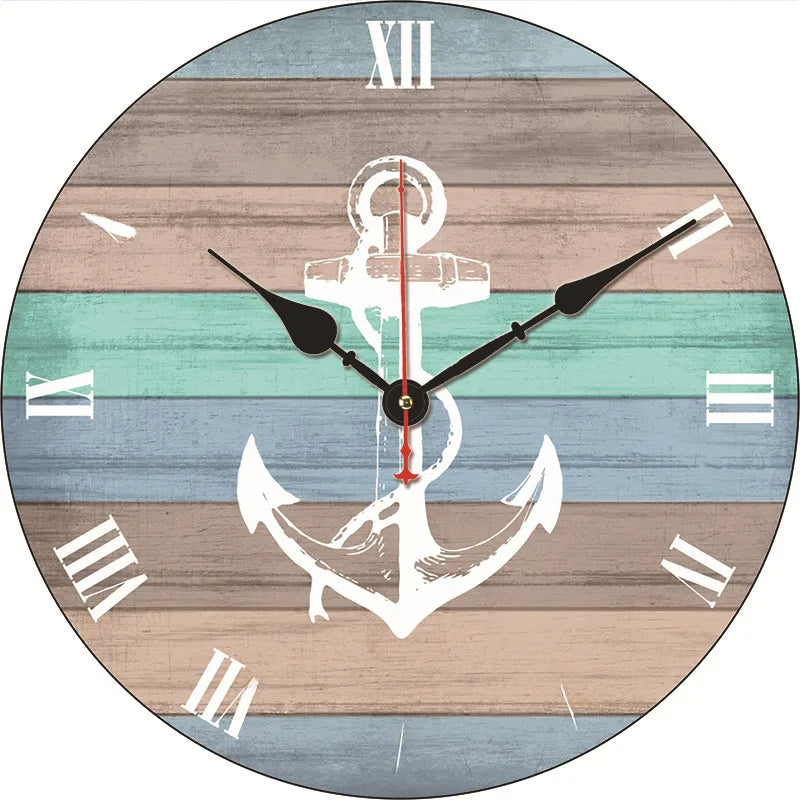 silent wall clock retro wood ocean clock wall sticker simple wall clock retro explosion hanging clock