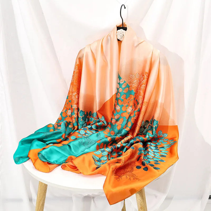 women's lady flower cloud brocade printing scarf