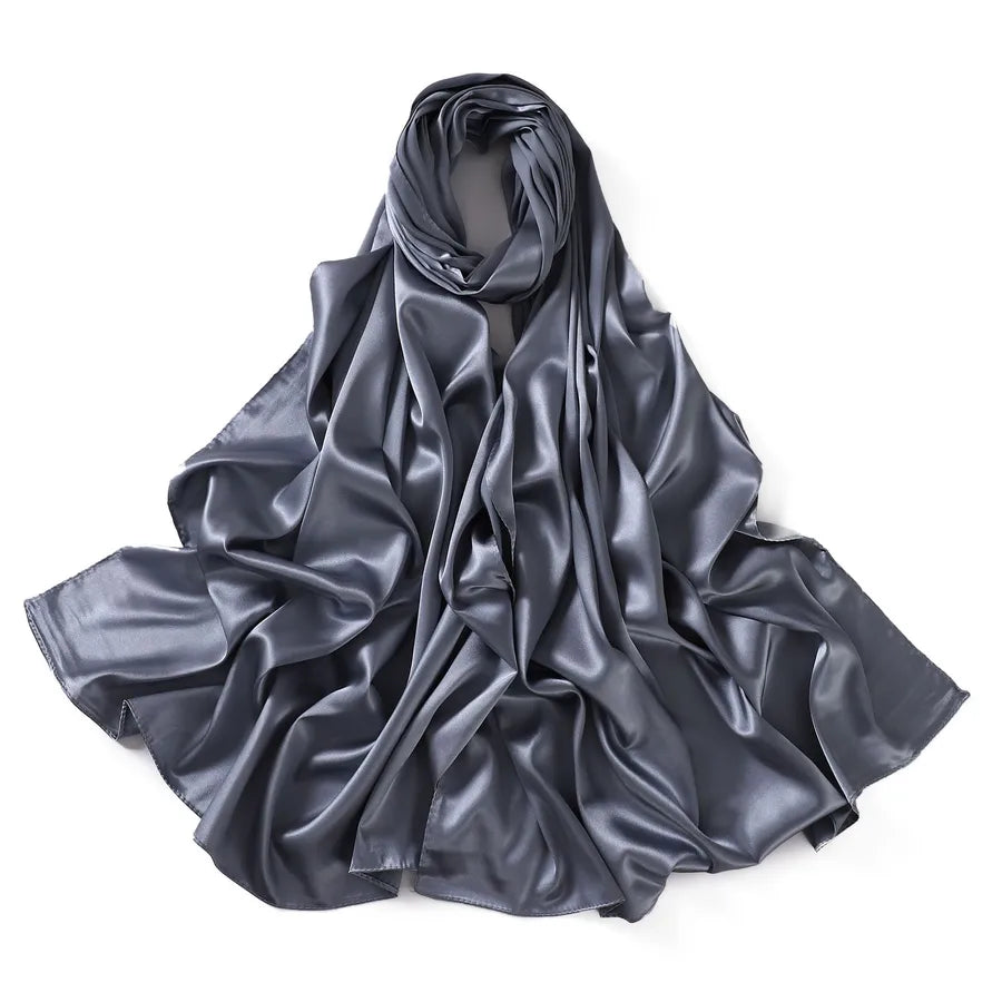 women's streetwear solid color satin winter scarves