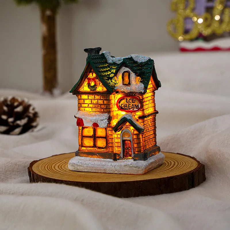 Christmas Vintage Style House Resin Daily Festival Ornaments