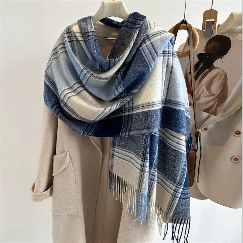 Women's Business Classic Style Color Block Imitation cashmere Scarf
