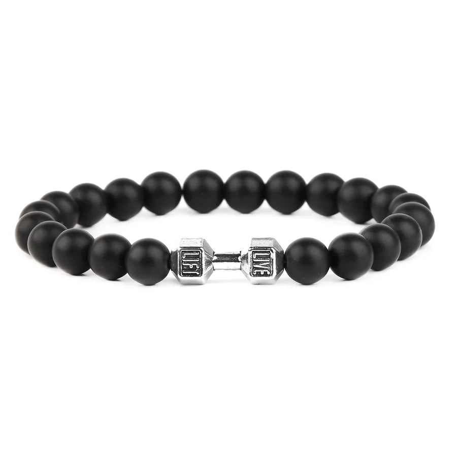 Casual Vintage Style Classic Style Round Polyester Lava Rock Beaded Men's Bracelets