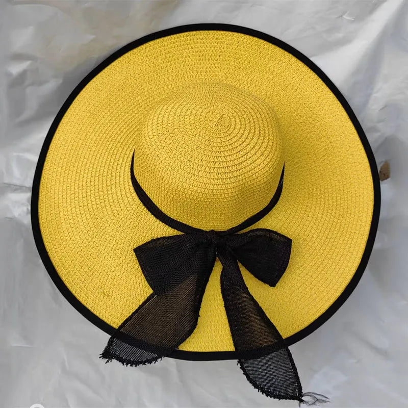 Women's Basic Vacation Solid Color Big Eaves Straw Hat