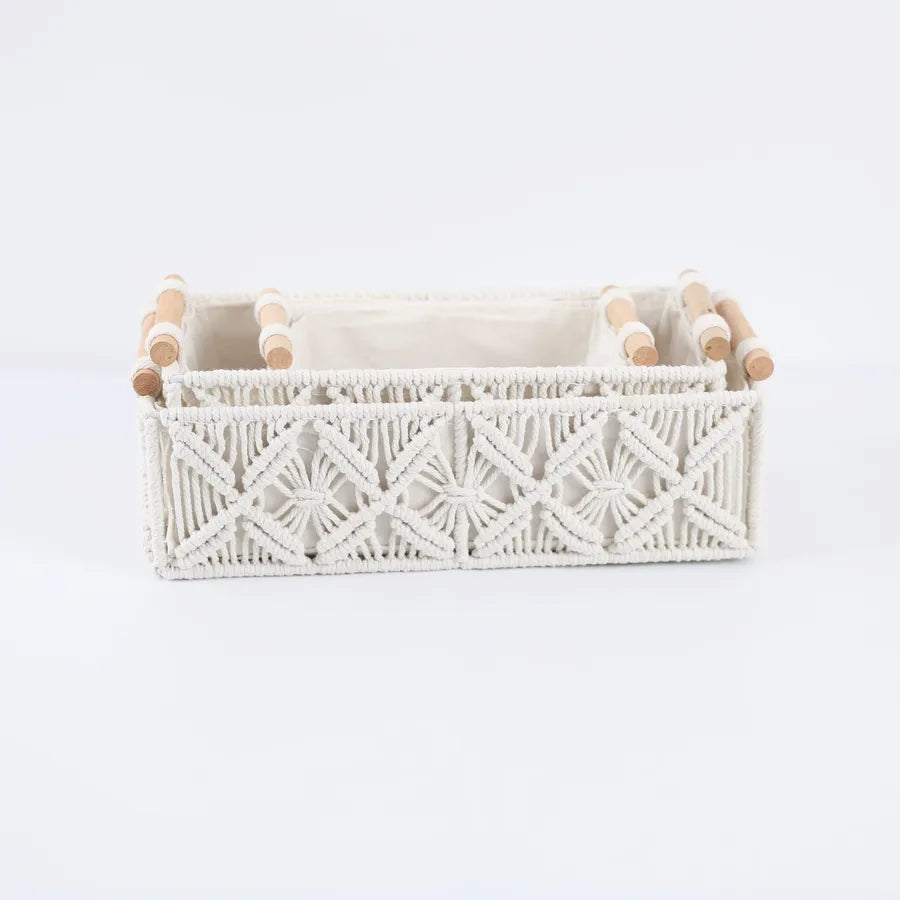 Casual Solid Color cotton rope Iron Tissue Box