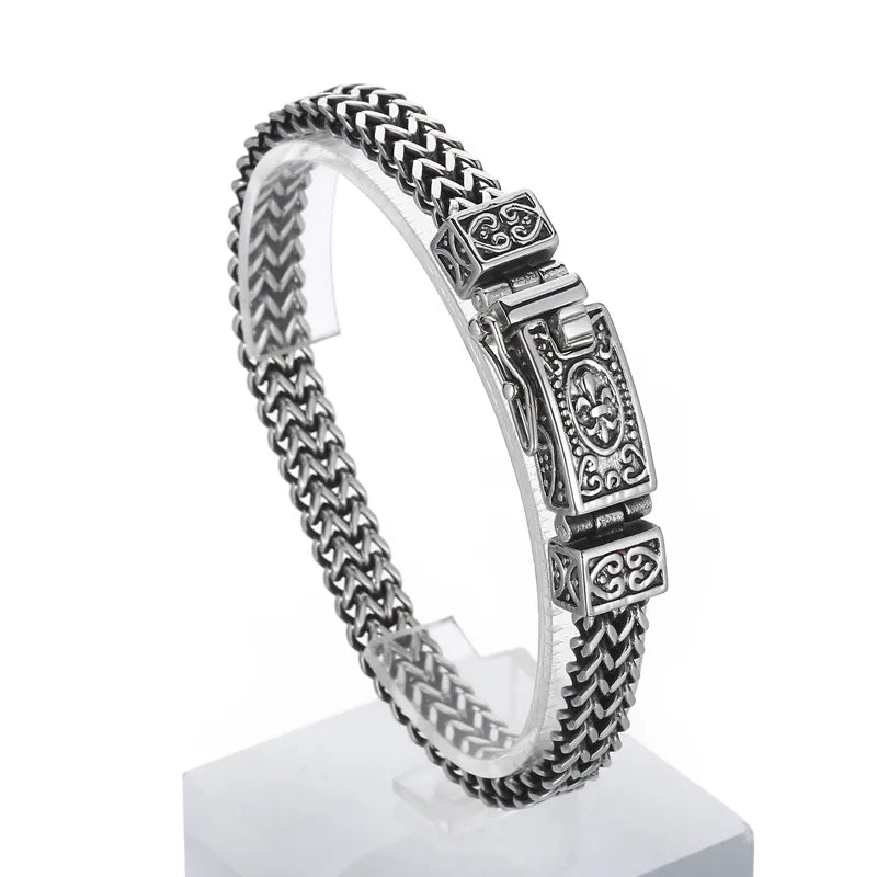 rock punk solid color stainless steel men's bracelets