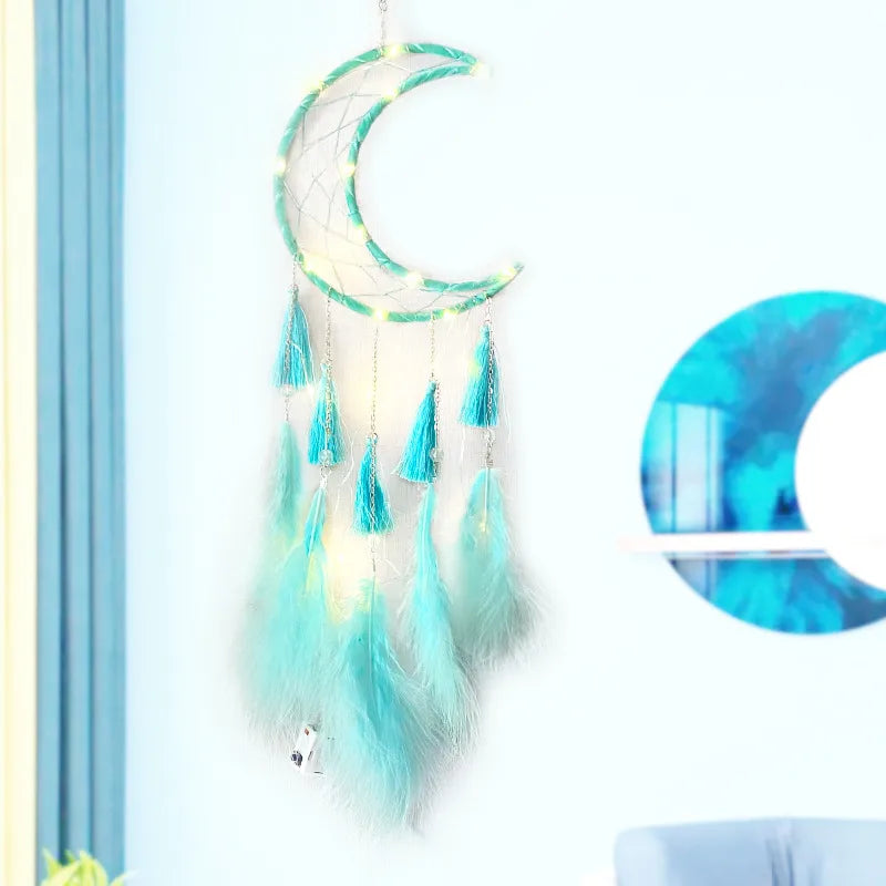 Simple Style Moon Feather Iron Dreamcatcher Wall Art