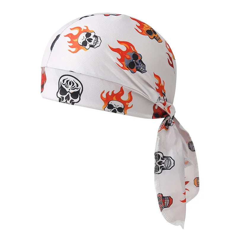 Fashionable Pirate Hat Headscarf Combo For Outdoor Sports And Halloween Party Unique Asymmetric Satin Design Chinese Style Hip Hop