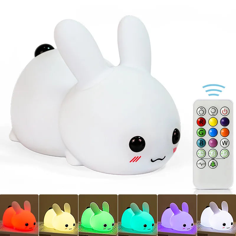 cute rabbit silica gel indoor night lights