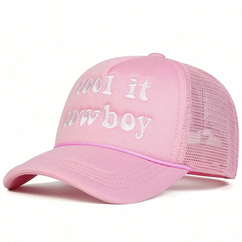Unisex Casual Vacation Slogan Curved Eaves Mesh cap