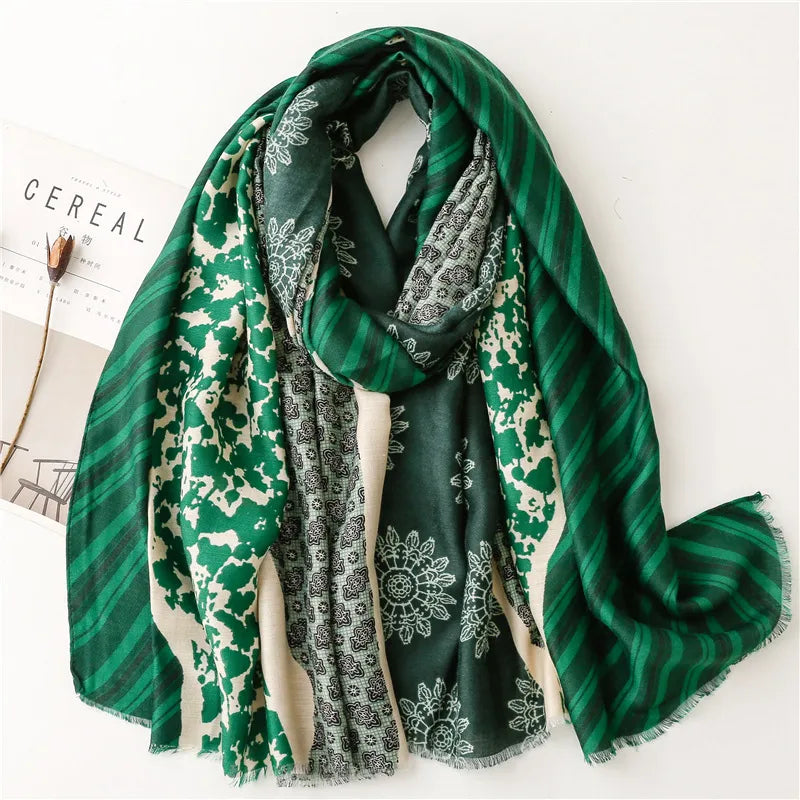 women's fashion color block polyester winter scarves