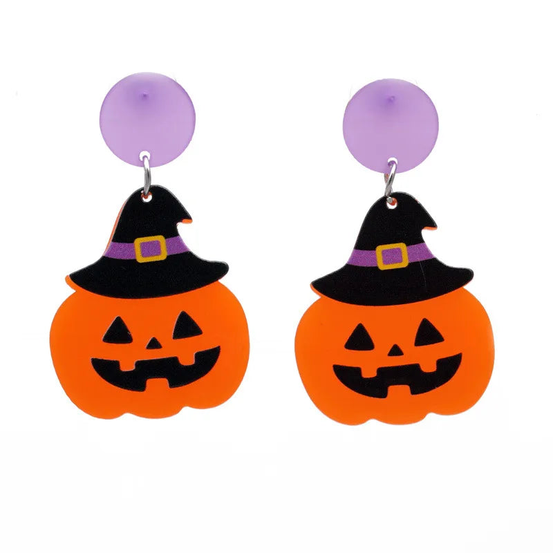 women's men's fashion halloween pattern pumpkin acrylic earrings pattern no inlaid drop earrings