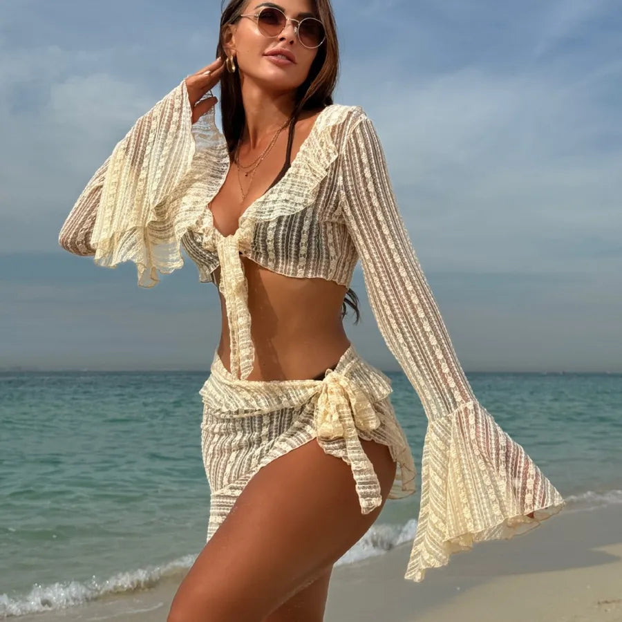 Women's Sexy Solid Color 4 Pieces Set Bikinis Swimwear