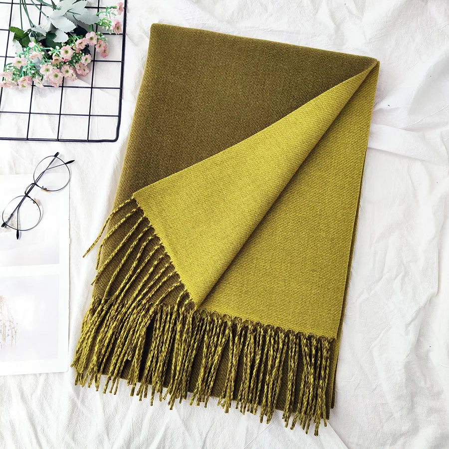 Unisex Sweet Simple Style Solid Color Imitation cashmere Polyester Scarf
