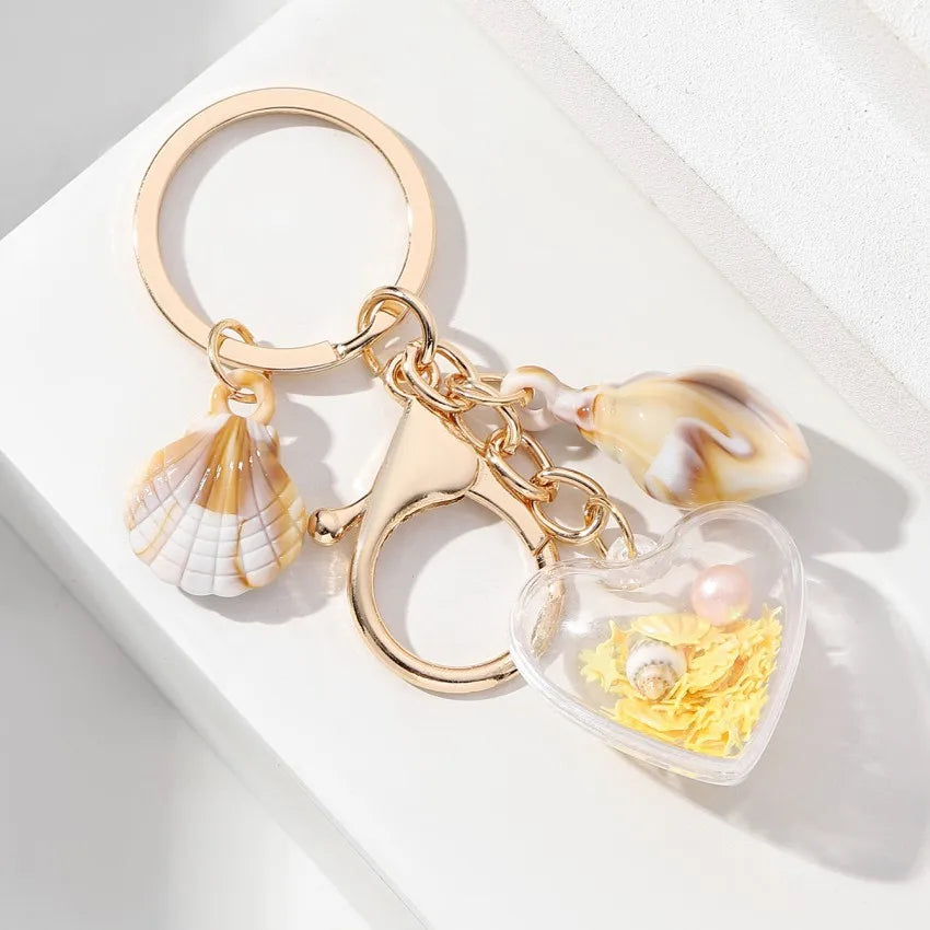 Marine Style Starfish Conch Arylic Unisex Bag Pendant Keychain