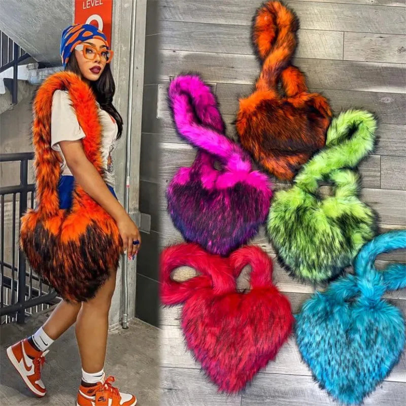 women's large winter plush polyester streetwear shoulder bag