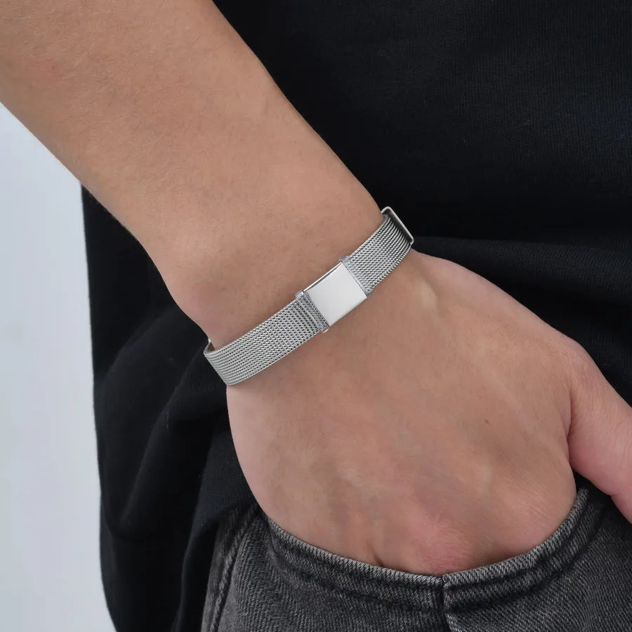 Simple Style Classic Style Geometric 201 Stainless Steel Men's Bracelets Men Chain Bracelets