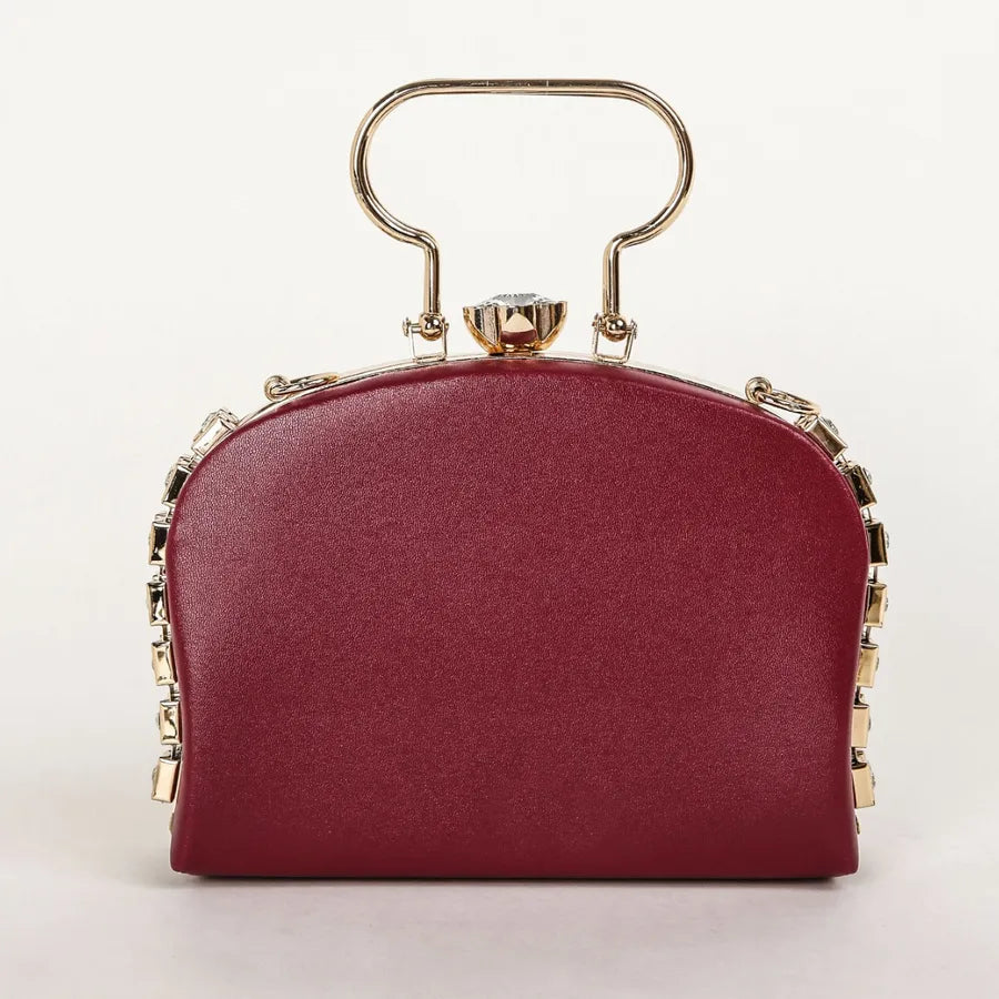 Green Alloy Geometric Square Evening Bags