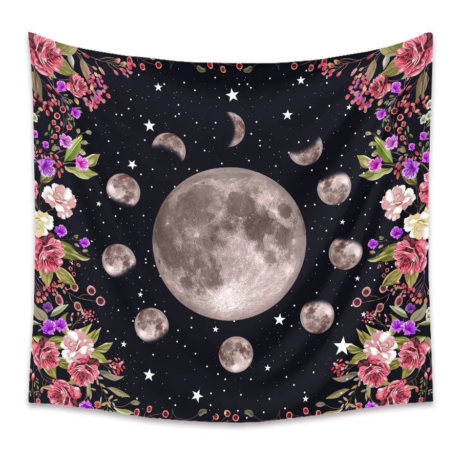 moon phase flowers printing bedroom decoration wall cloth wholesale nihaodropshipping