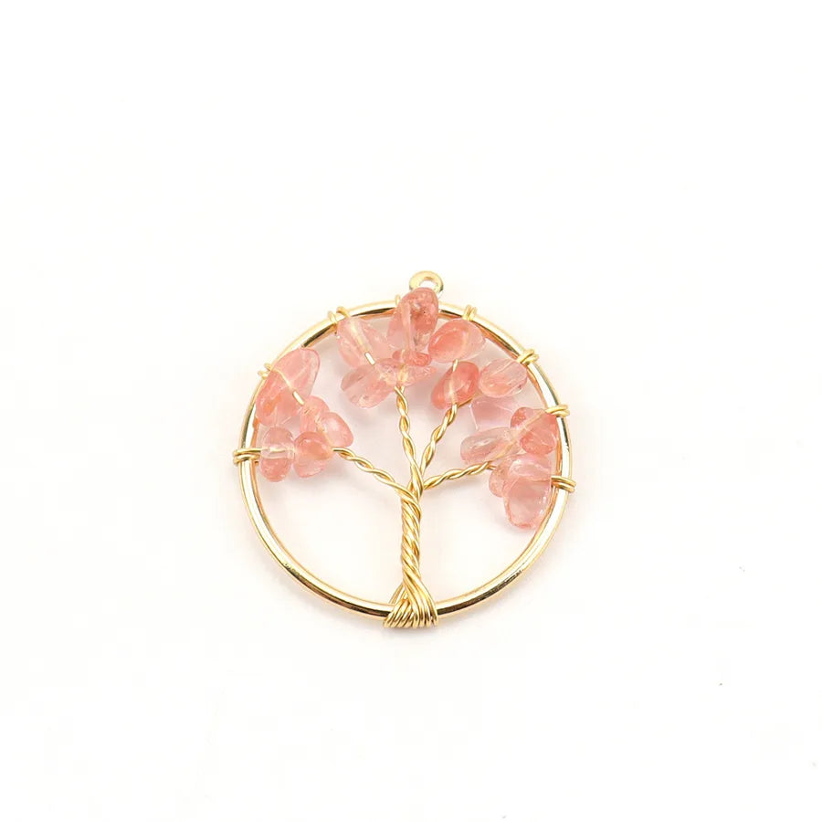 simple style lucky tree natural stone agate wholesale pendants