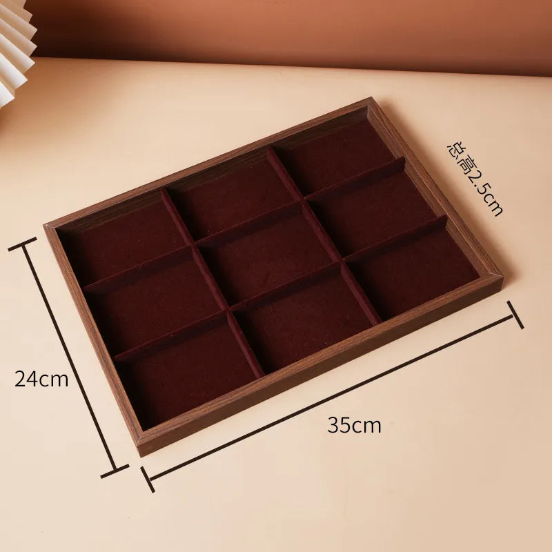 1 Piece Walnut Retro Solid Color Jewelry Display