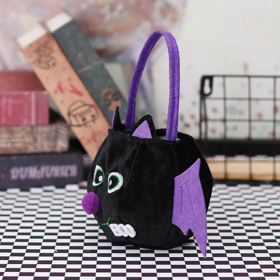 Halloween Decorations 3D Pumpkin Shaped Children's Gift Candy Bag Creative Handheld Festival Decoration Velvet Material