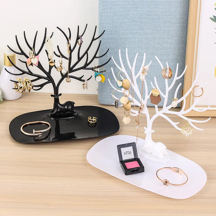 Small Deer Jewelry Display Stand Earring Bracelet Organizer Artistic Style Plastic Storage Tray Jewelry Accessories Holder