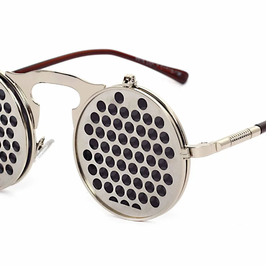 Punk Geometric Color Block Ac Round Frame Full Frame Men's Sunglasses